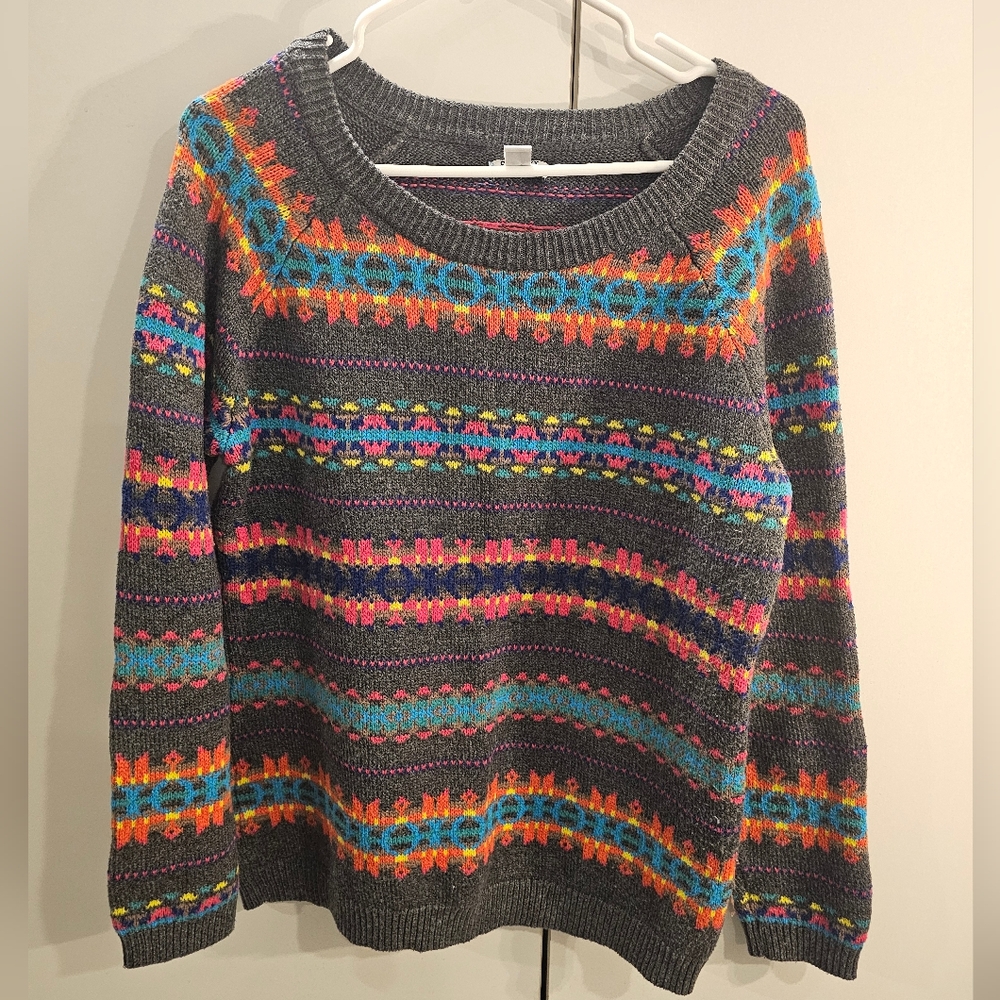 Old Navy Womans Large Multicolored Striped Print Sweater